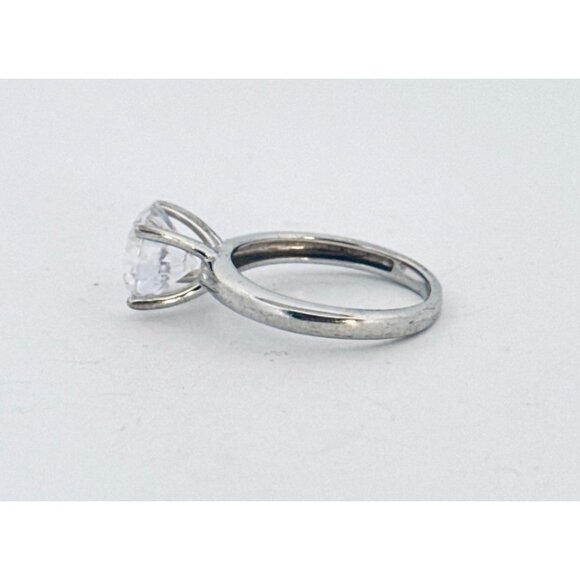Estate Sterling Silver 925 Solitaire CZ Engagement Ring Size 6, 3.2g Classic - Picture 5 of 9